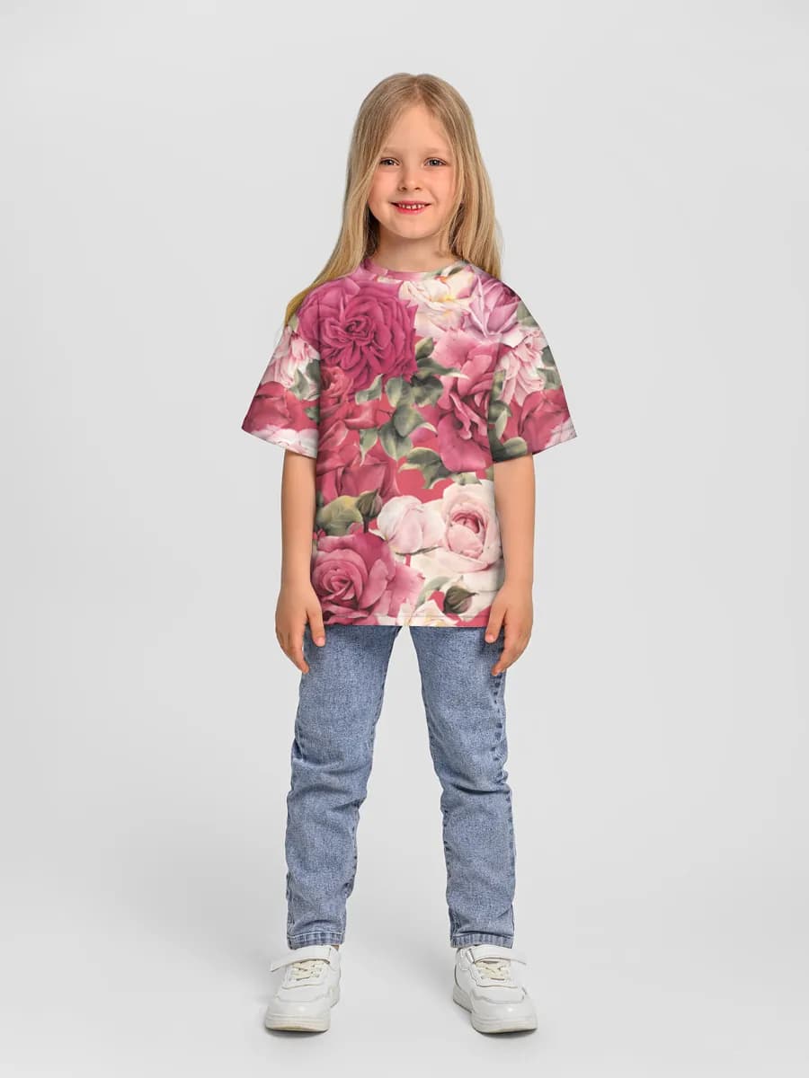 Girls' oversized cotton T-shirt