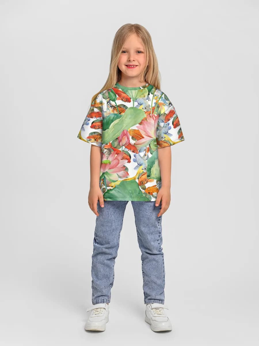 Girls' oversized cotton T-shirt