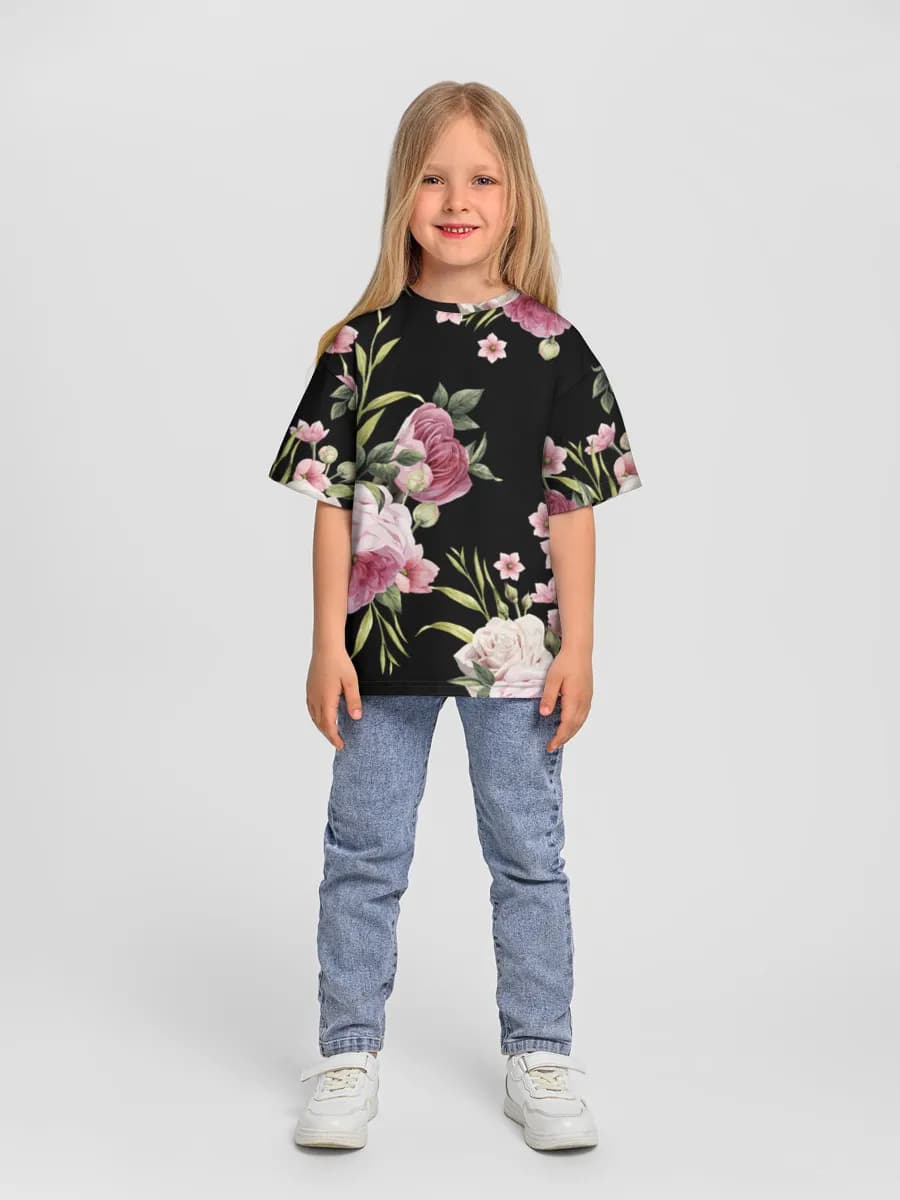 Girls' oversized cotton T-shirt