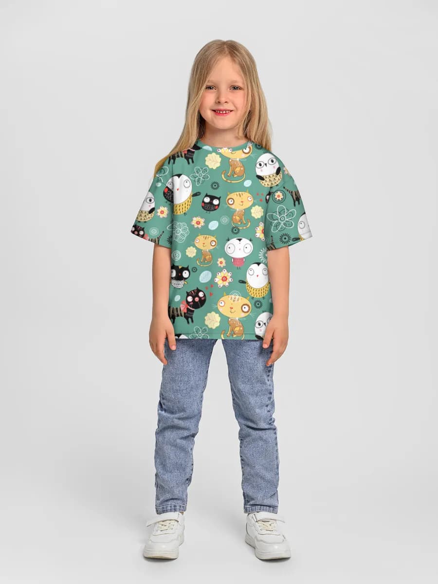Girls' oversized cotton T-shirt