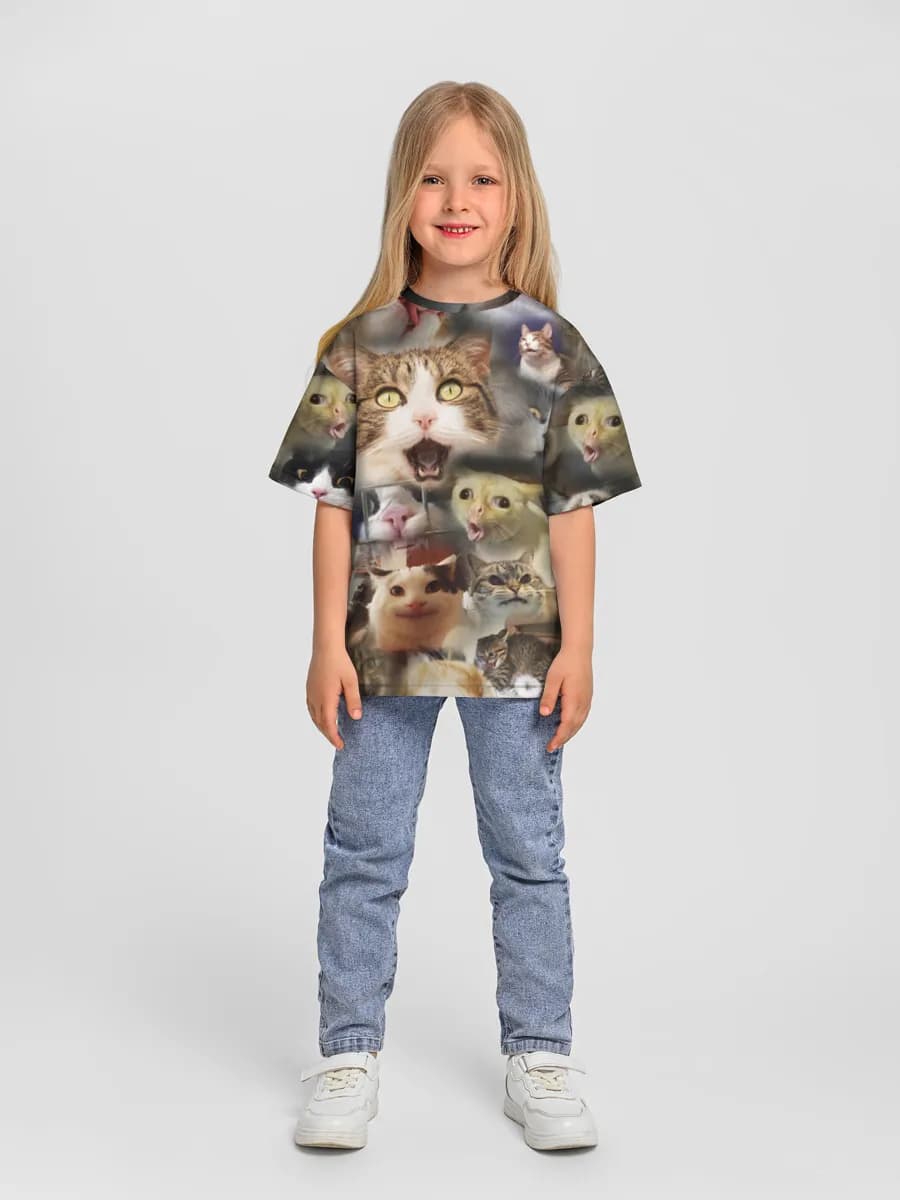 Girls' oversized cotton T-shirt