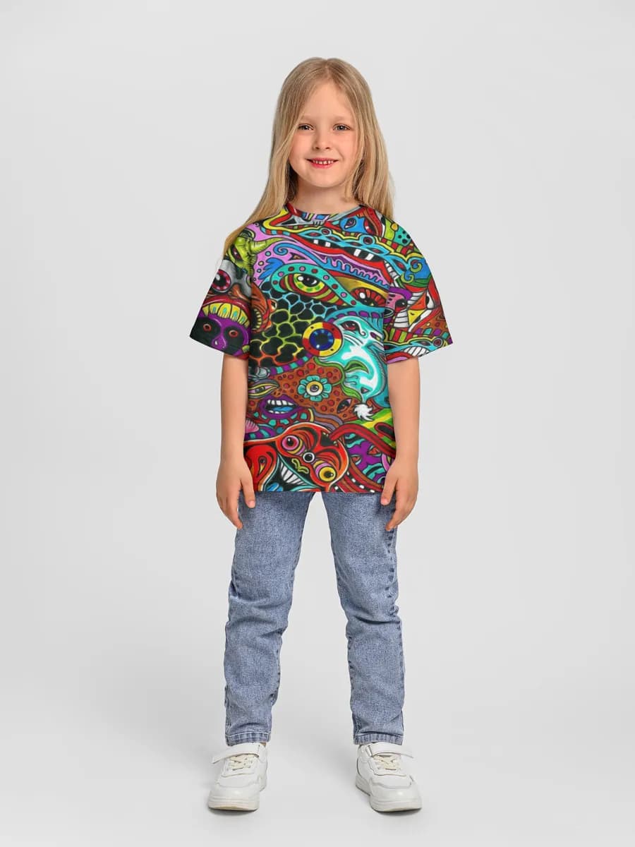 Girls' oversized cotton T-shirt