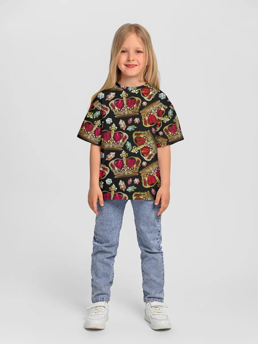Girls' oversized cotton T-shirt