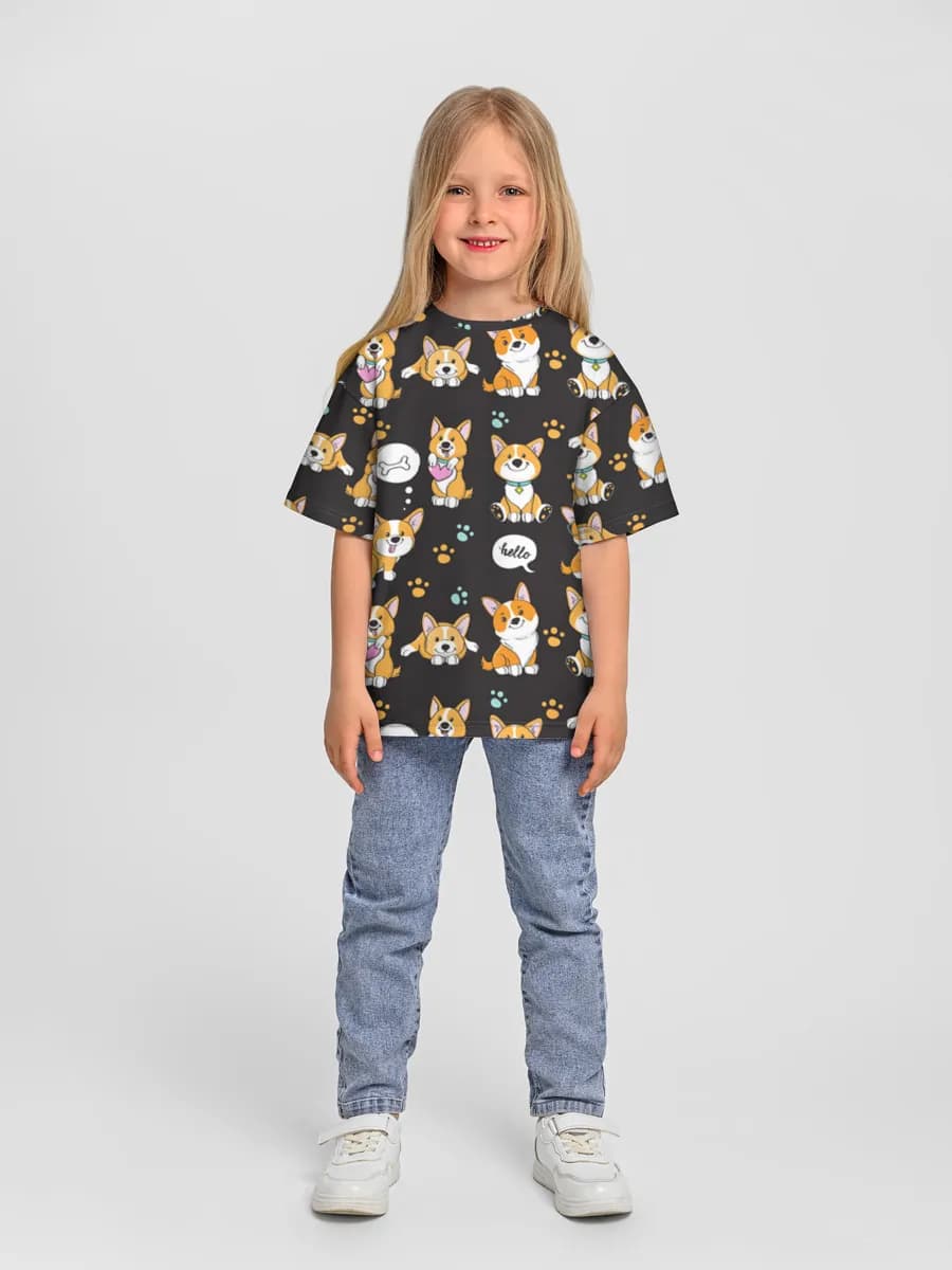 Girls' oversized cotton T-shirt