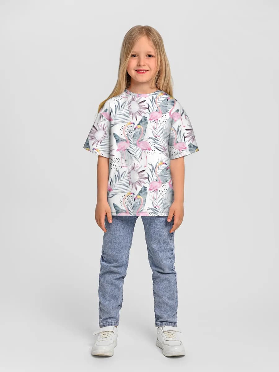 Girls' oversized cotton T-shirt