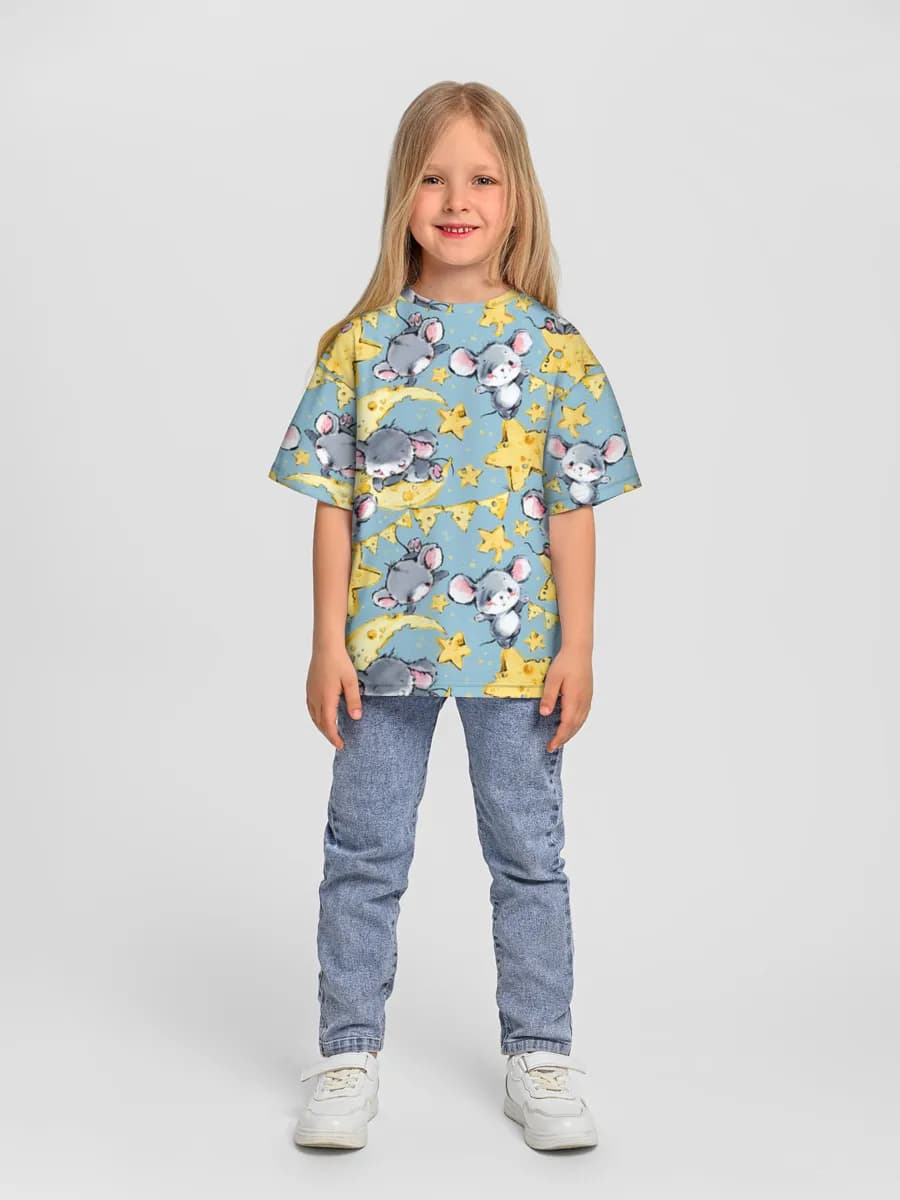 Girls' oversized cotton T-shirt