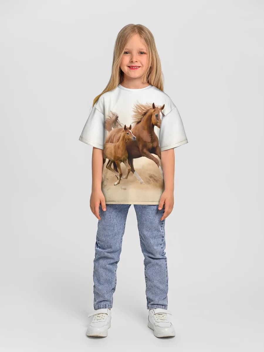 Girls' oversized cotton T-shirt