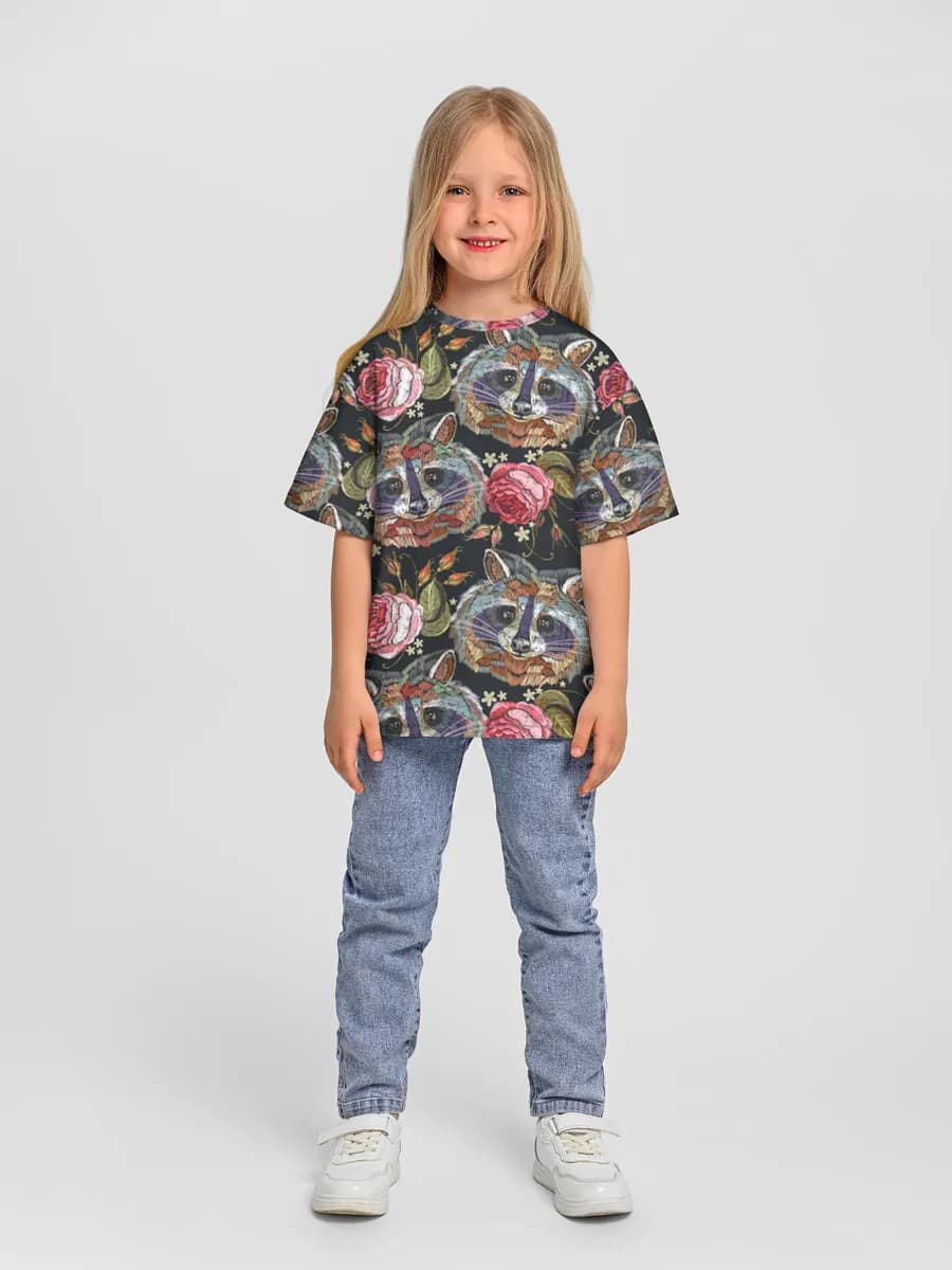 Girls' oversized cotton T-shirt