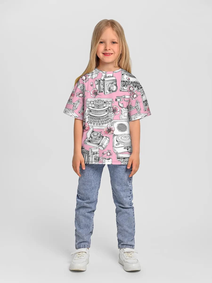 Girls' oversized cotton T-shirt