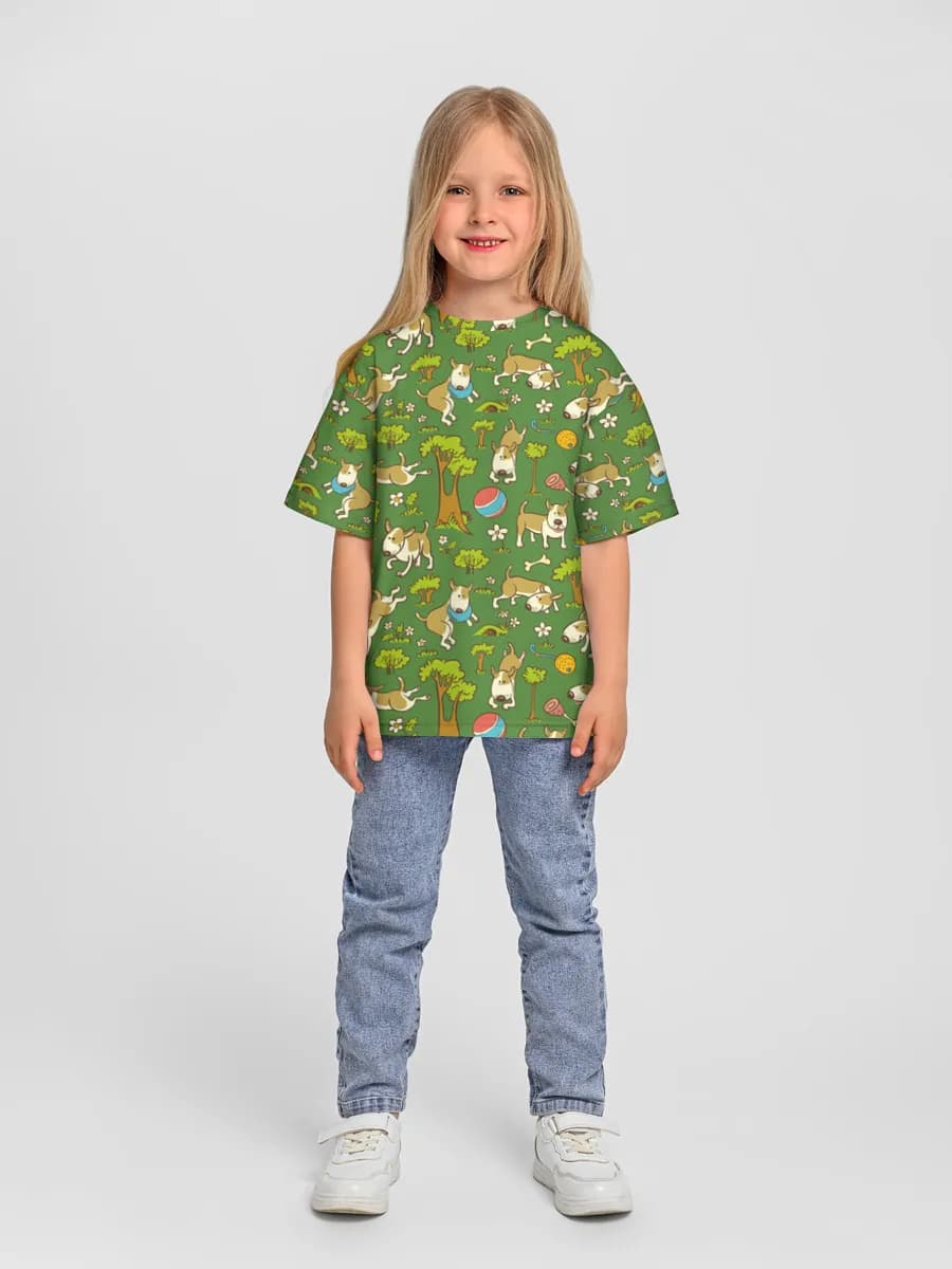 Girls' oversized cotton T-shirt