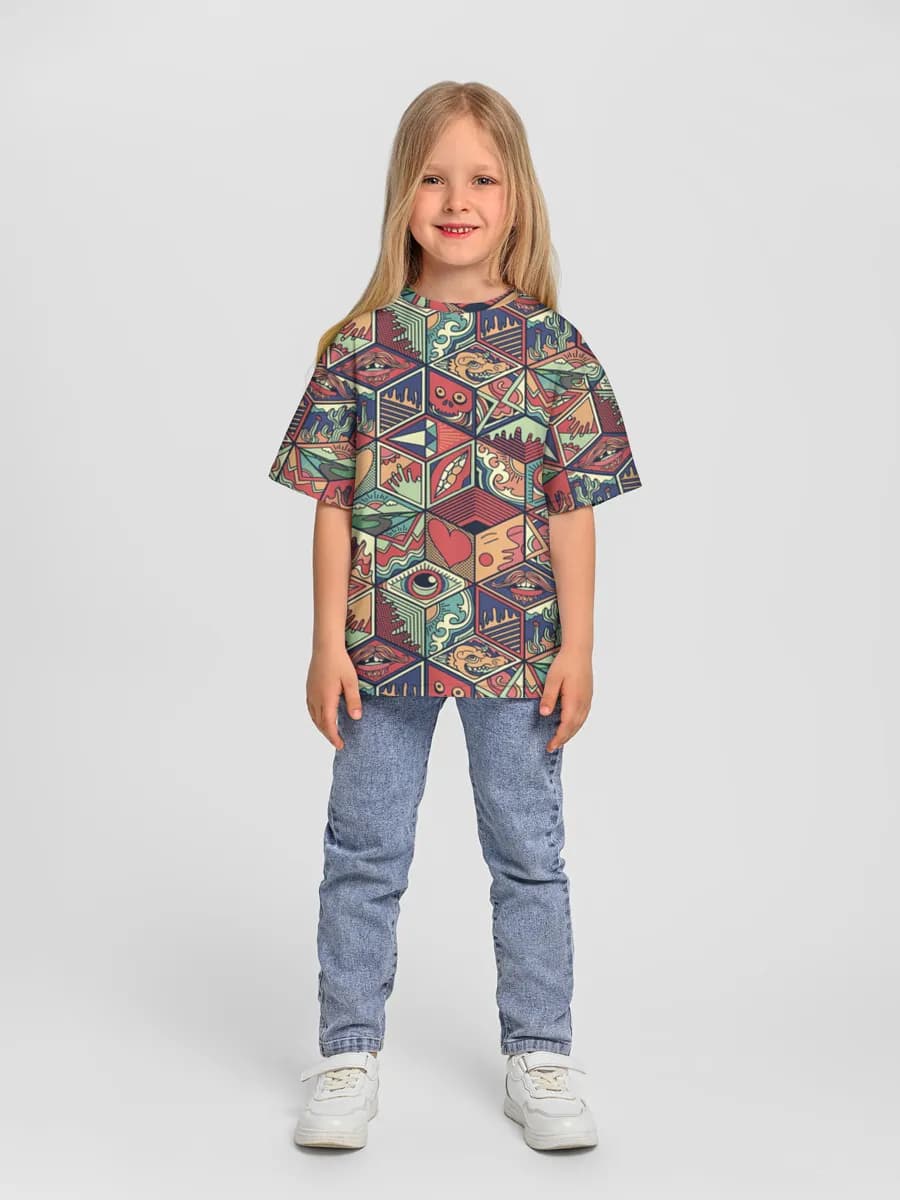 Girls' oversized cotton T-shirt
