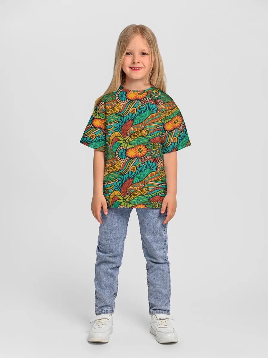 Girls' oversized cotton T-shirt