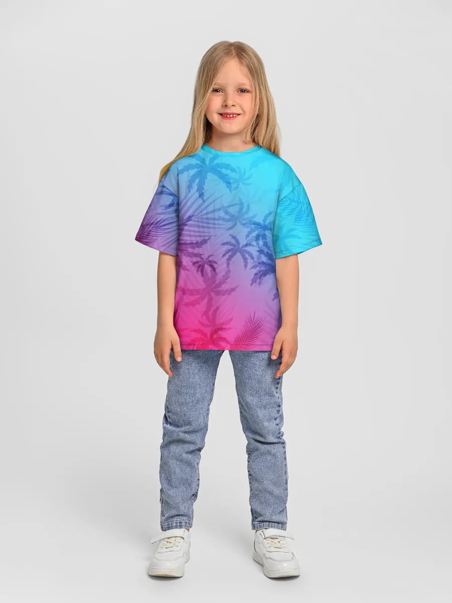 Girls' oversized cotton T-shirt