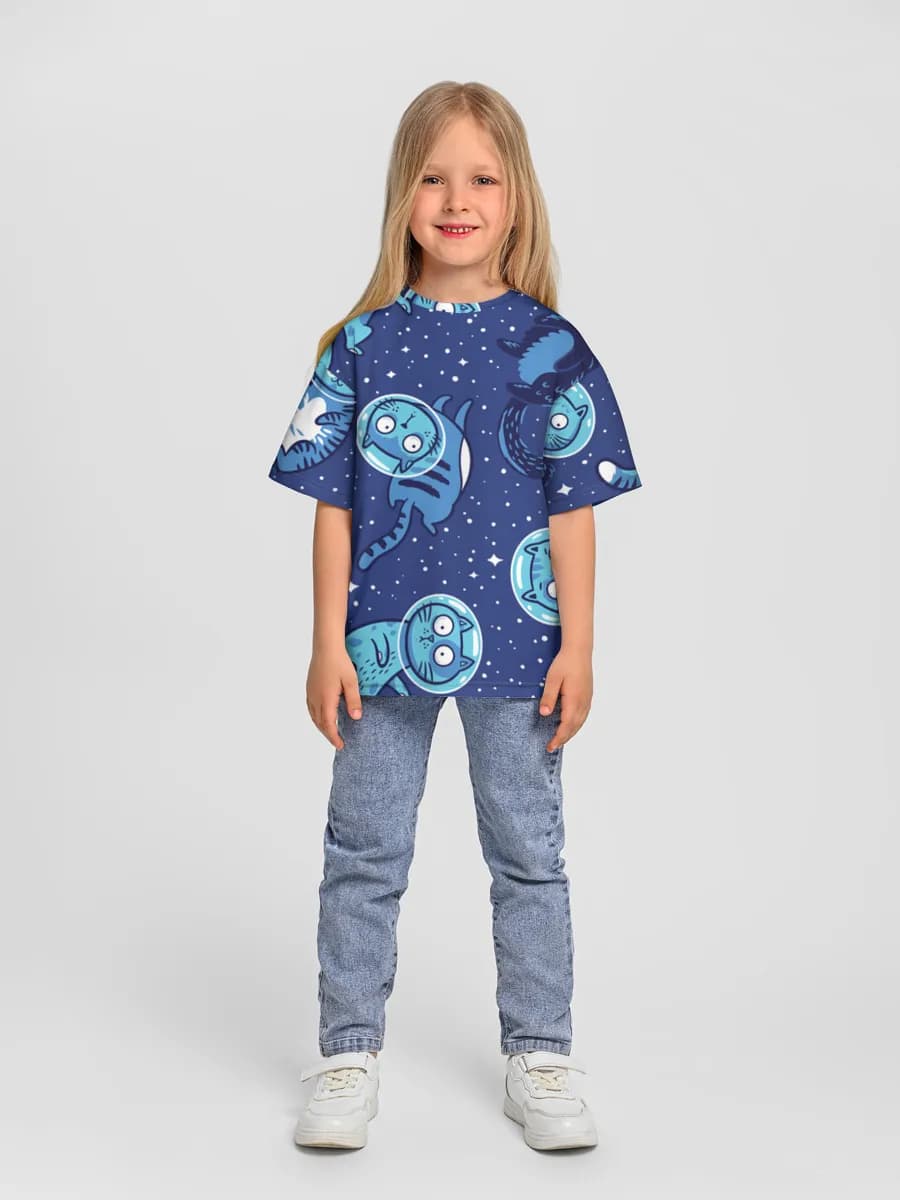 Girls' oversized cotton T-shirt