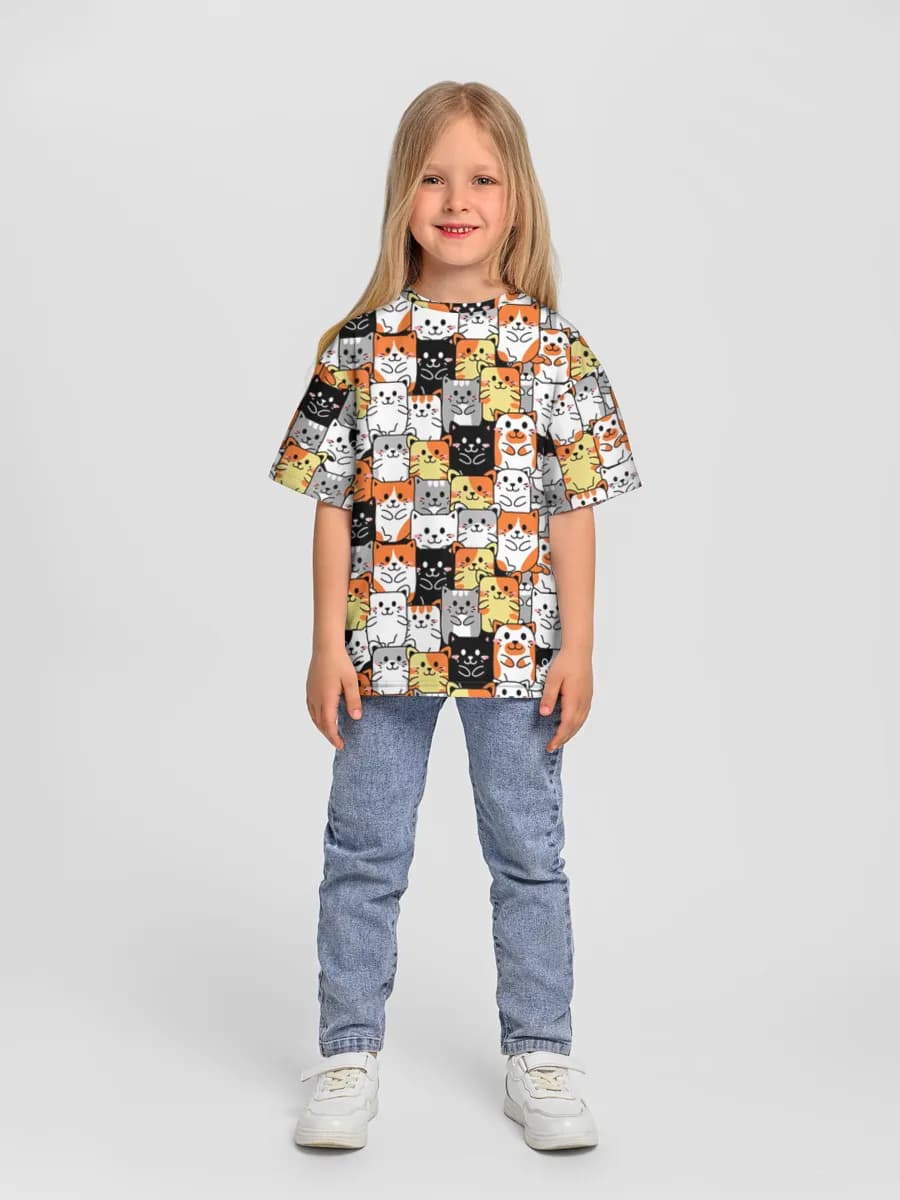 Girls' oversized cotton T-shirt