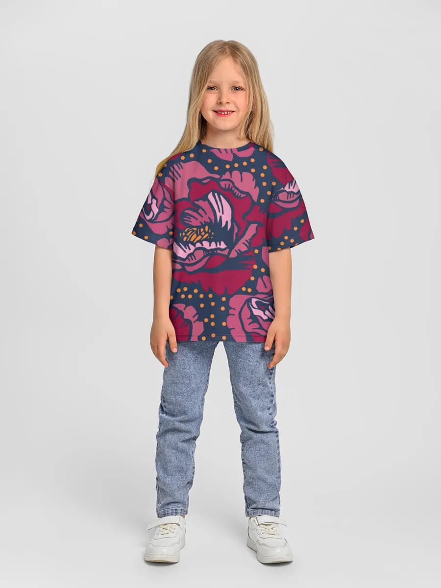 女の子 ビッグシルエット コットンTシャツ