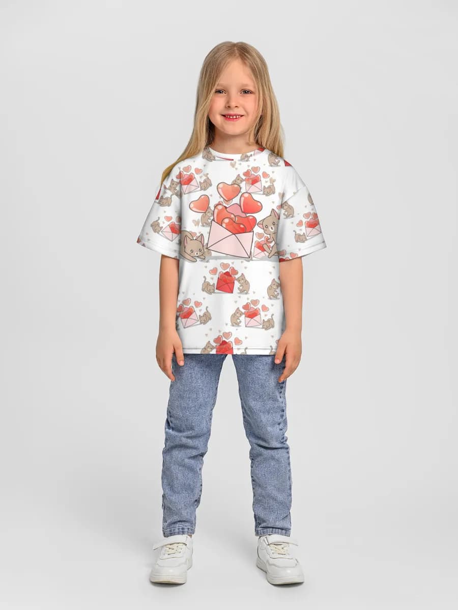 Girls' oversized cotton T-shirt