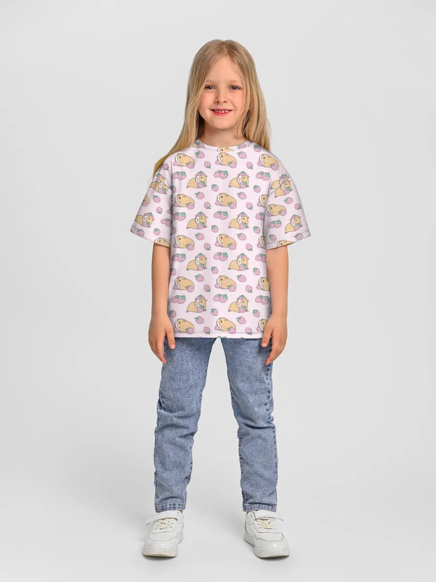 Girls' oversized cotton T-shirt