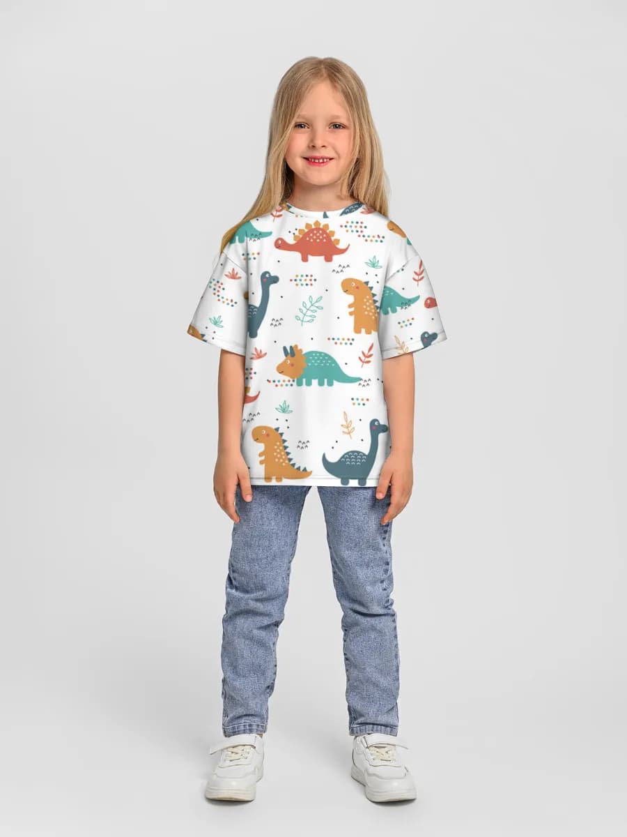 Girls' oversized cotton T-shirt