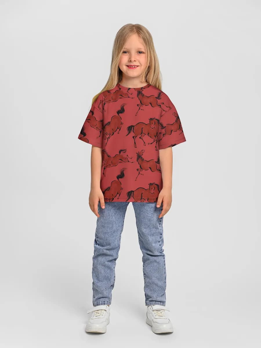 Girls' oversized cotton T-shirt