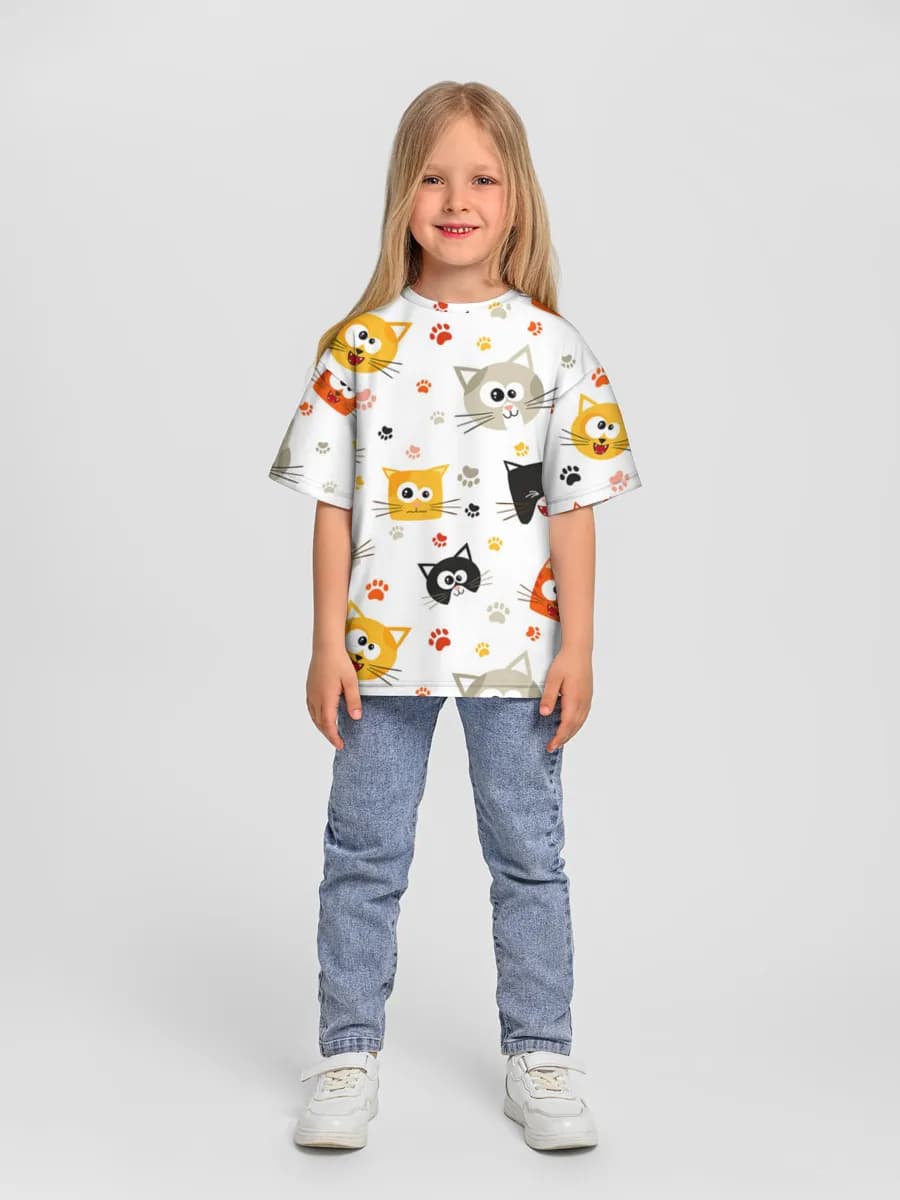 Girls' oversized cotton T-shirt