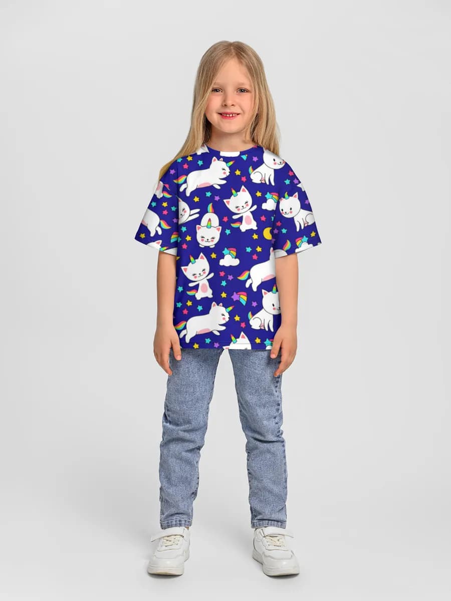 Girls' oversized cotton T-shirt