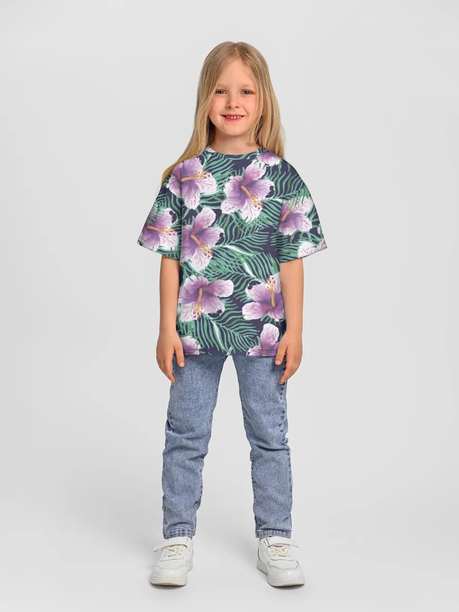Girls' oversized cotton T-shirt