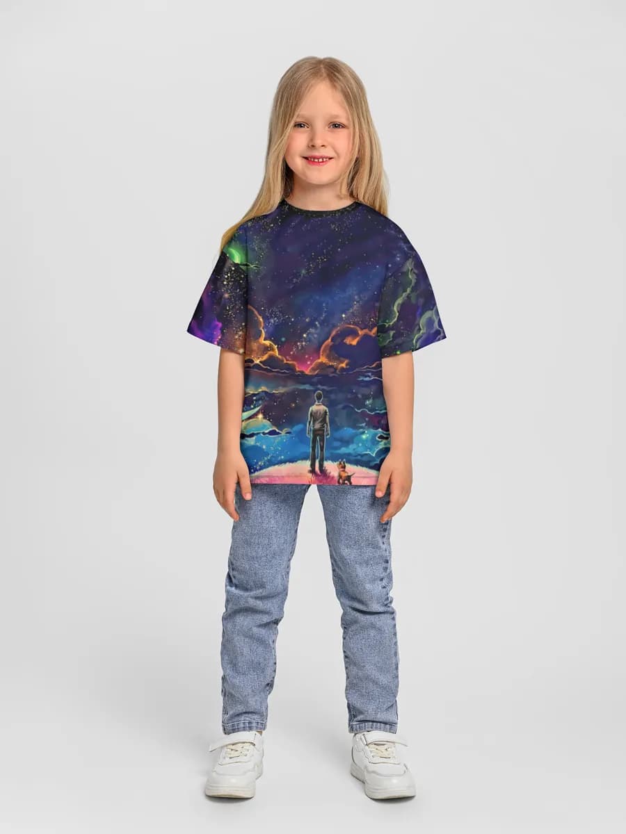Girls' oversized cotton T-shirt