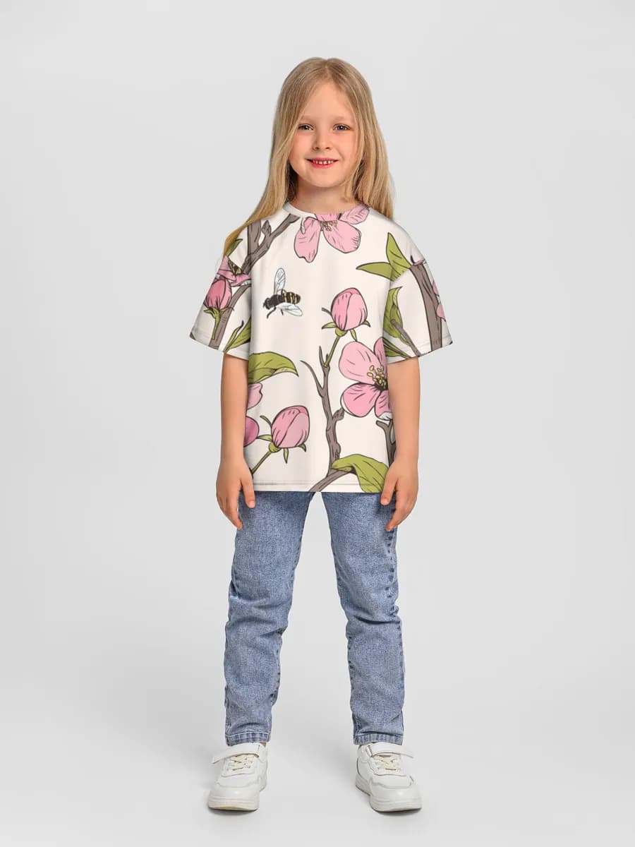 Girls' oversized cotton T-shirt