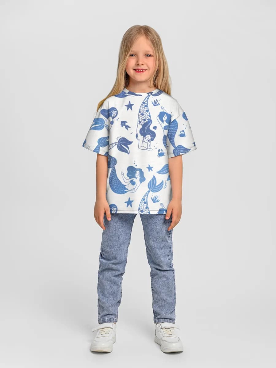 Girls' oversized cotton T-shirt