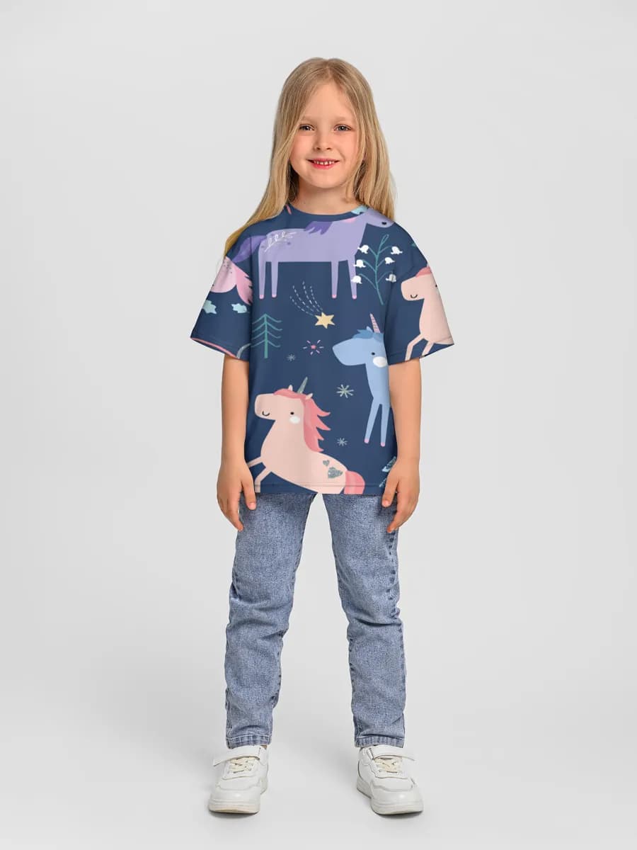 Girls' oversized cotton T-shirt