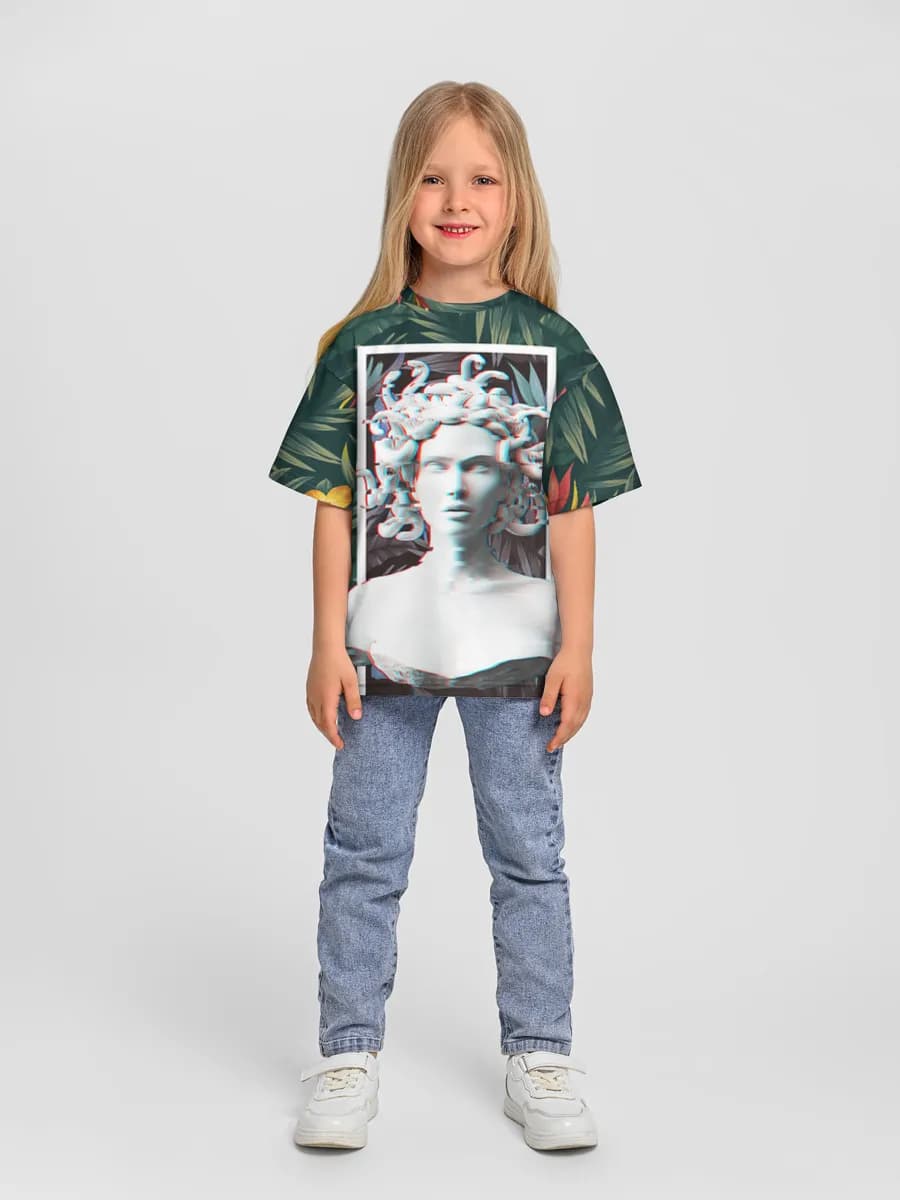 Girls' oversized cotton T-shirt