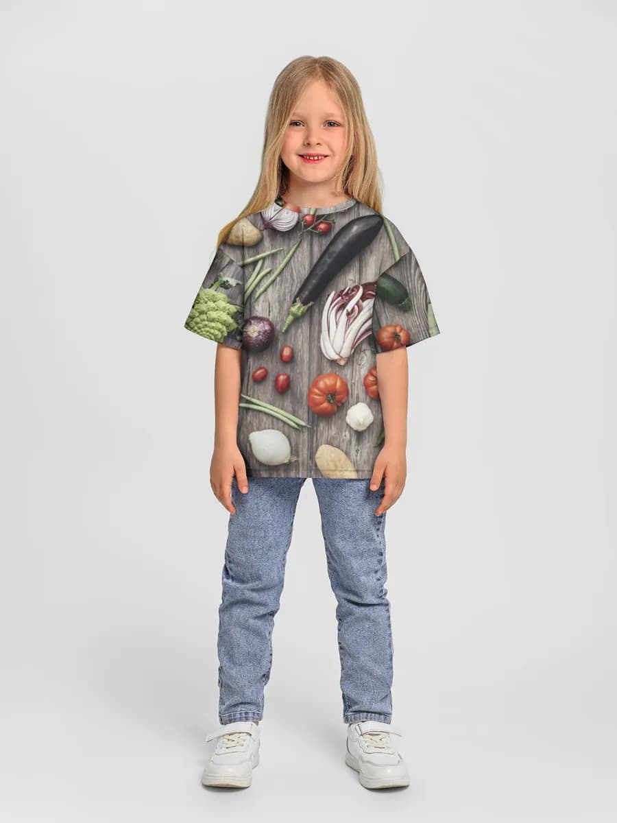 Girls' oversized cotton T-shirt