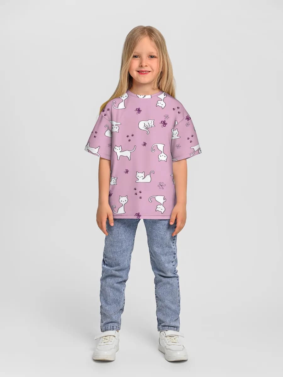 女の子 ビッグシルエット コットンTシャツ