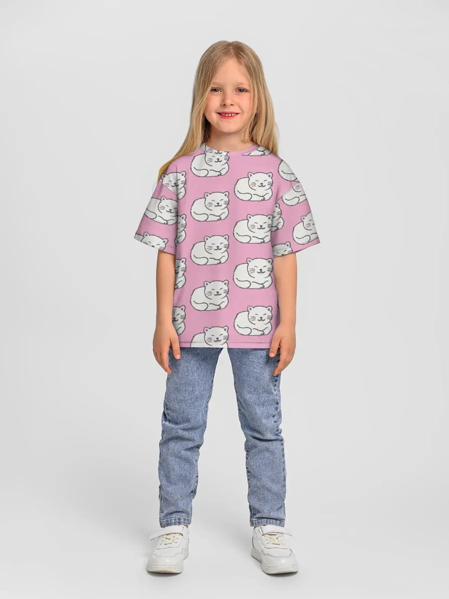Girls' oversized cotton T-shirt
