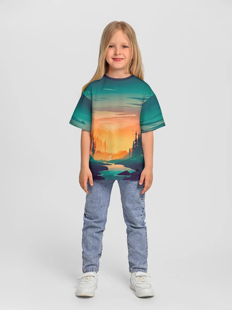 Girls' oversized cotton T-shirt