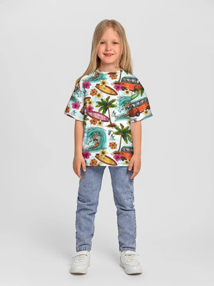 Girls' oversized cotton T-shirt