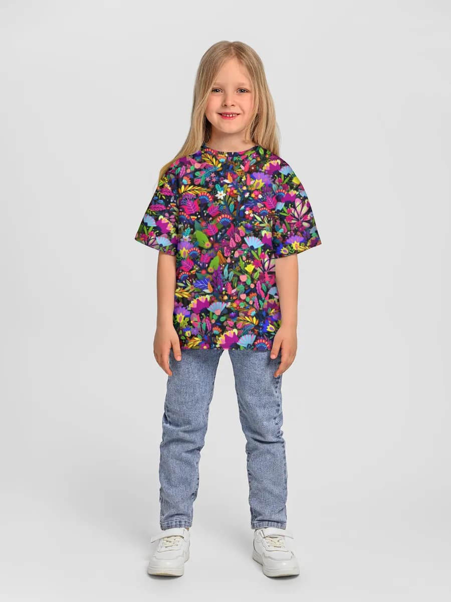 Girls' oversized cotton T-shirt