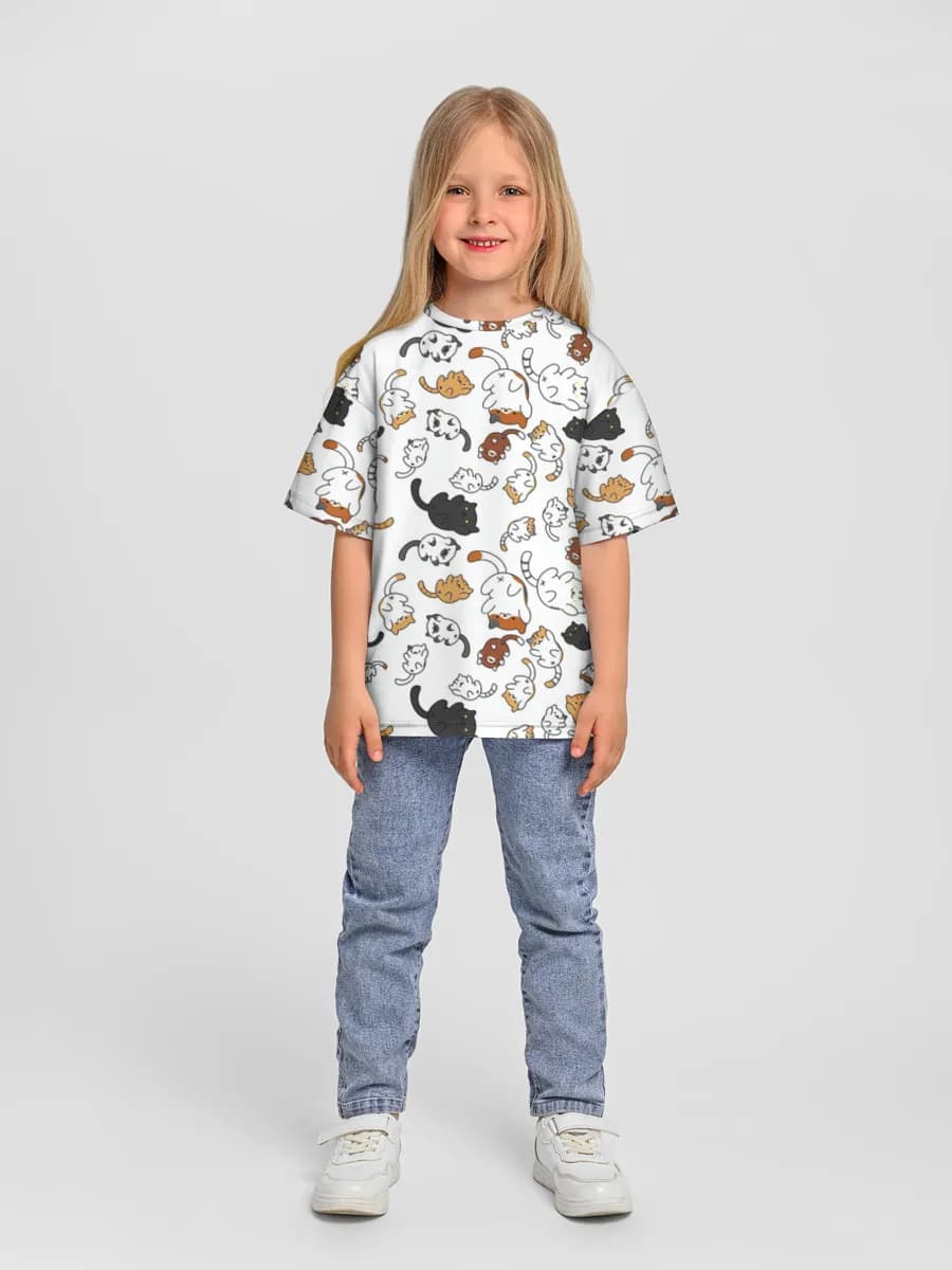 Girls' oversized cotton T-shirt