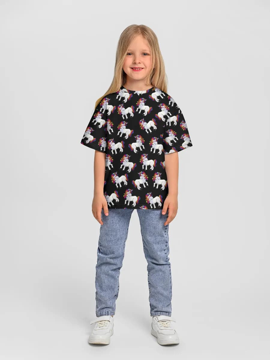 Girls' oversized cotton T-shirt