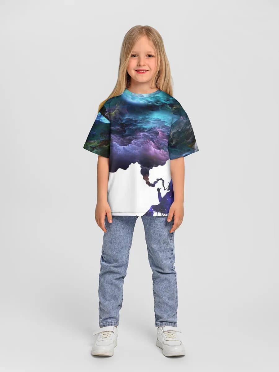 Girls' oversized cotton T-shirt