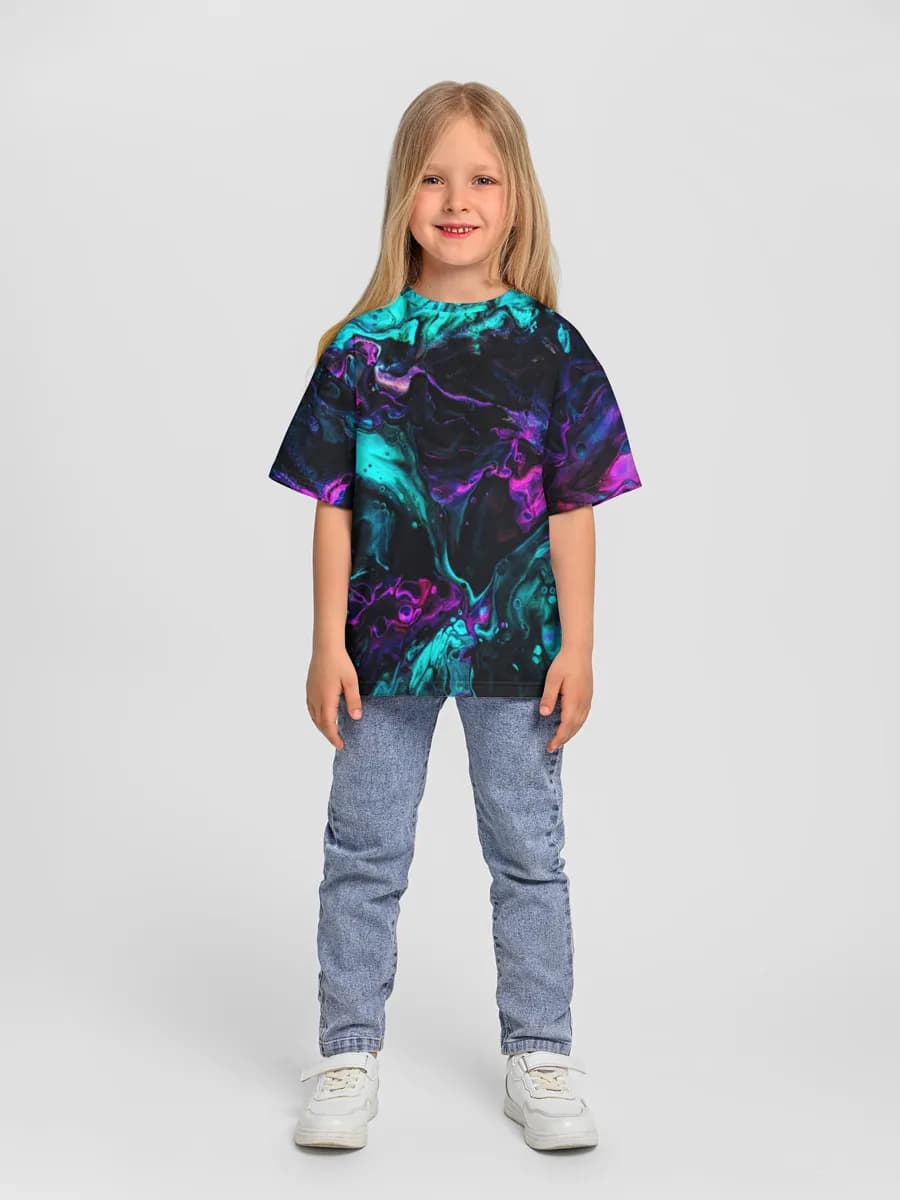 Girls' oversized cotton T-shirt