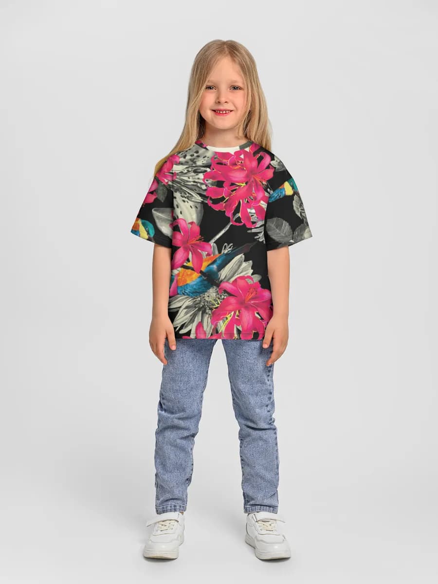 Girls' oversized cotton T-shirt