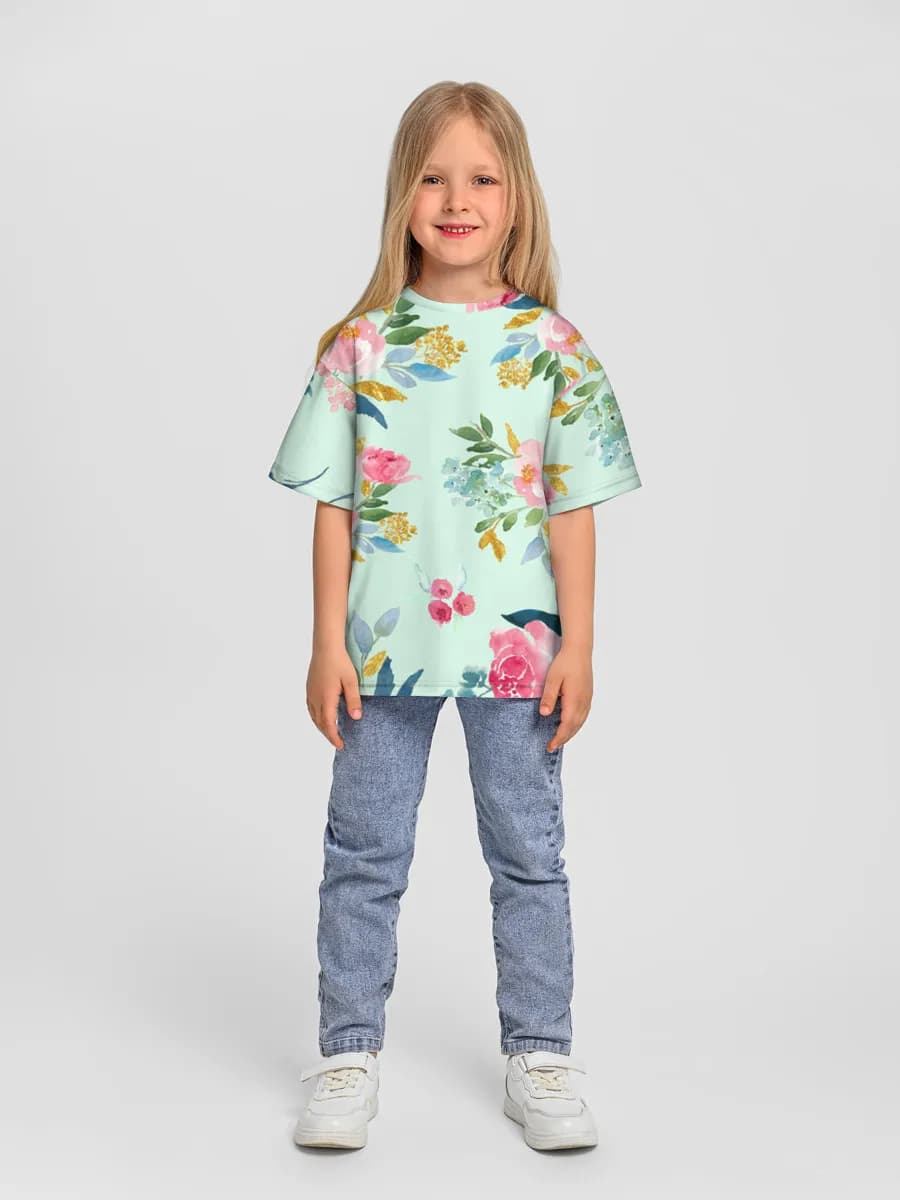 Girls' oversized cotton T-shirt