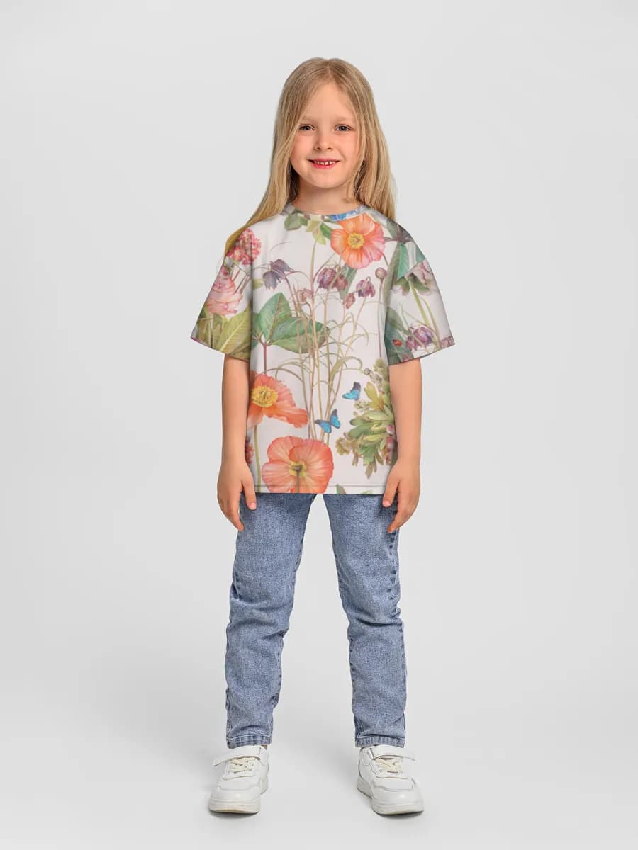 Girls' oversized cotton T-shirt