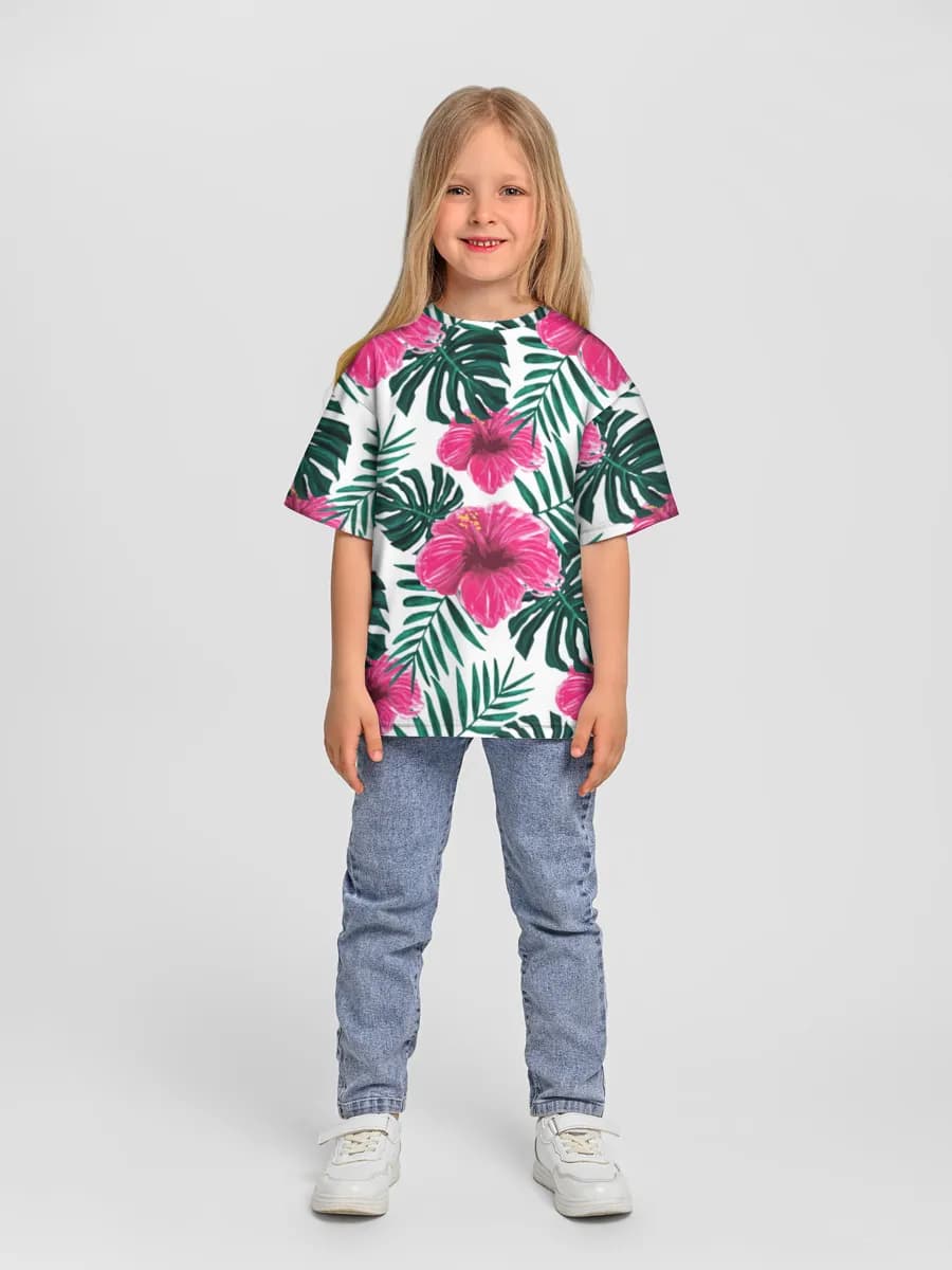 Girls' oversized cotton T-shirt