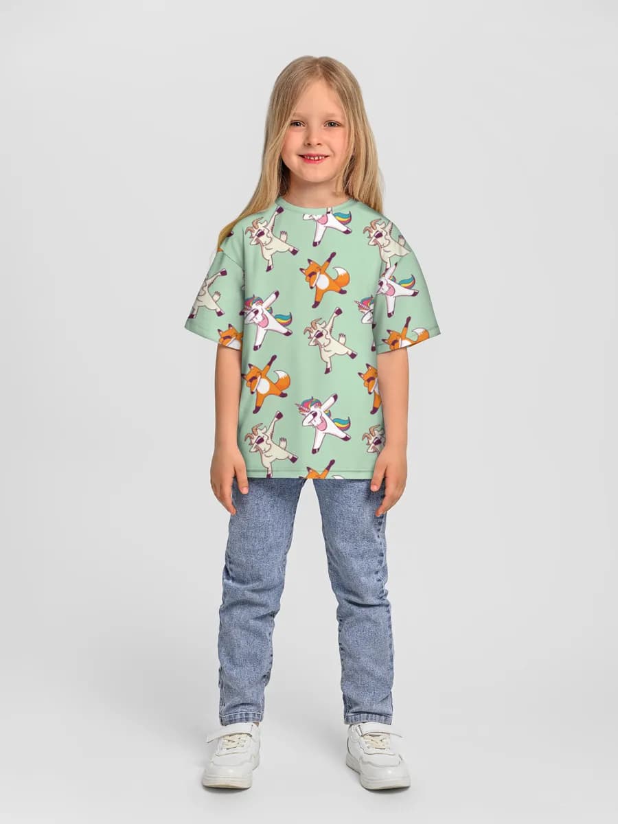 Girls' oversized cotton T-shirt