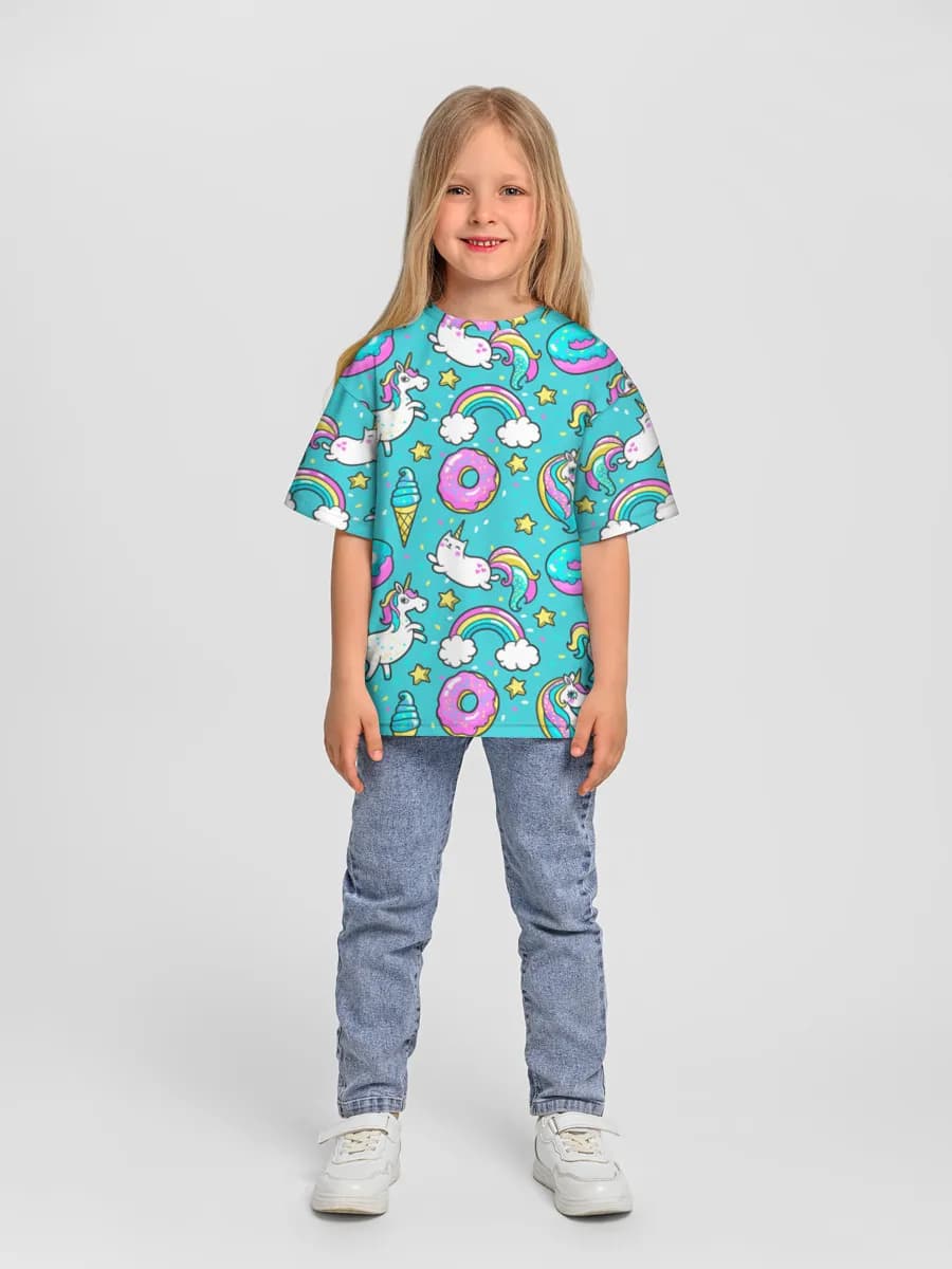 Girls' oversized cotton T-shirt