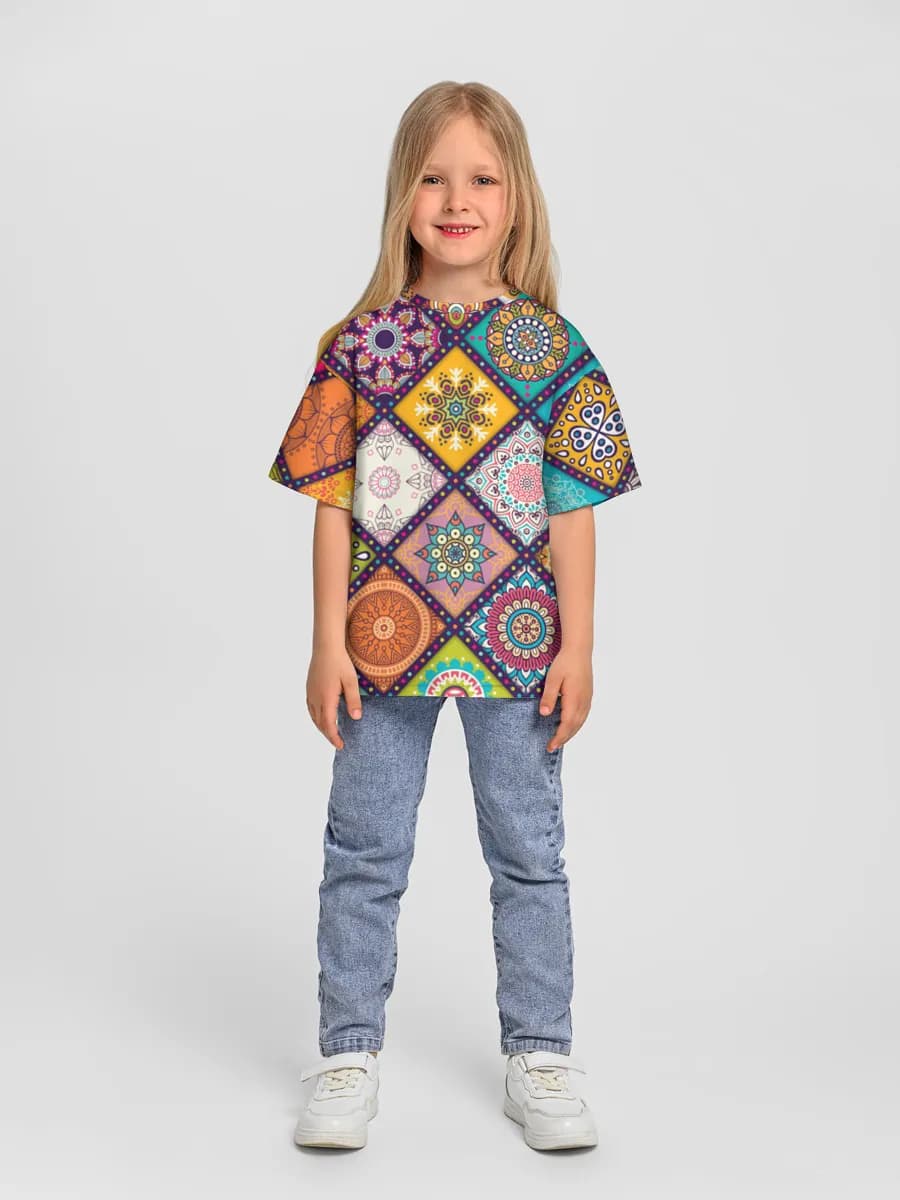 Girls' oversized cotton T-shirt