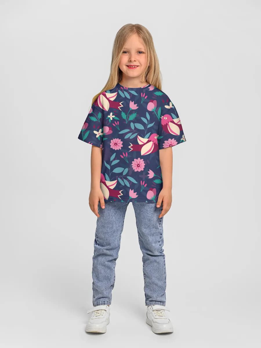 Girls' oversized cotton T-shirt